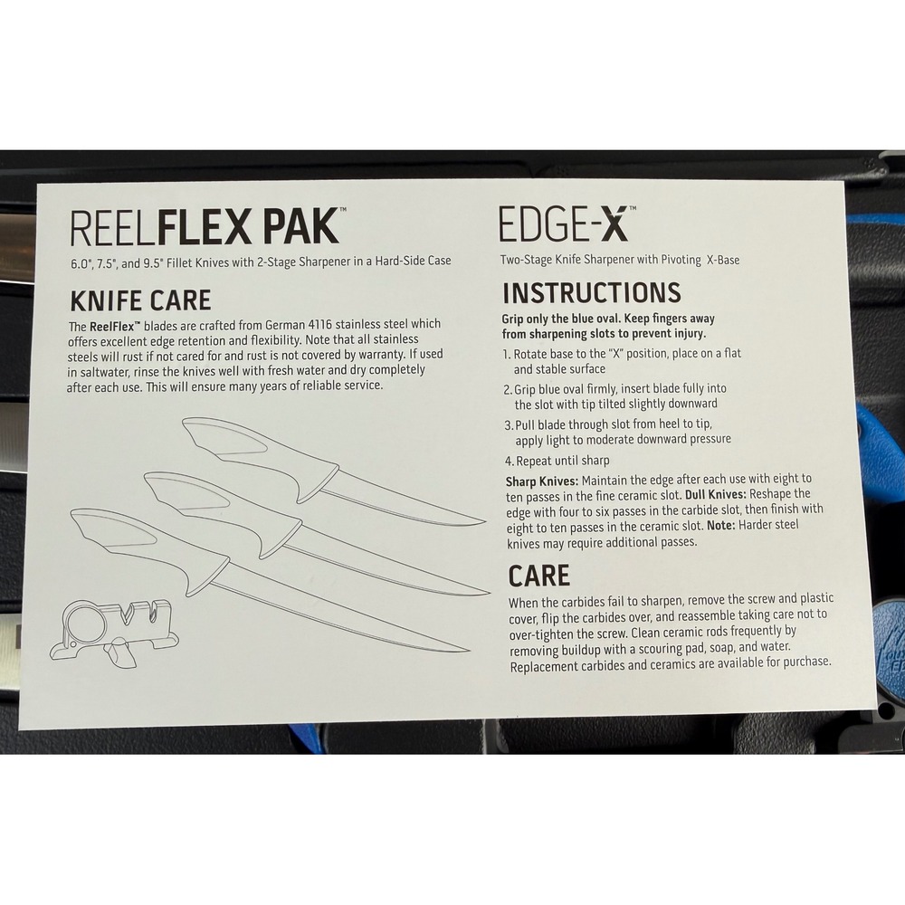 Outdoor Edge ReelFlex Pak RFP-6 3 Fishing Fillet Knives w/Sharpener Hard Case - Picture 9 of 9